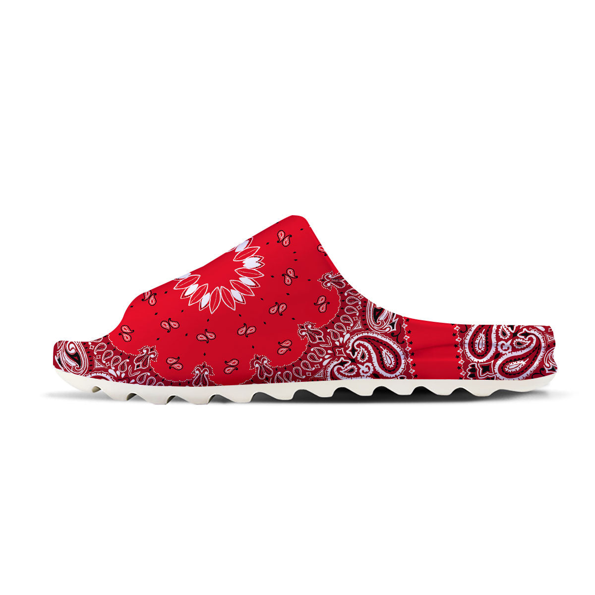 Paisley Bandana White And Red Print Sandals-grizzshop