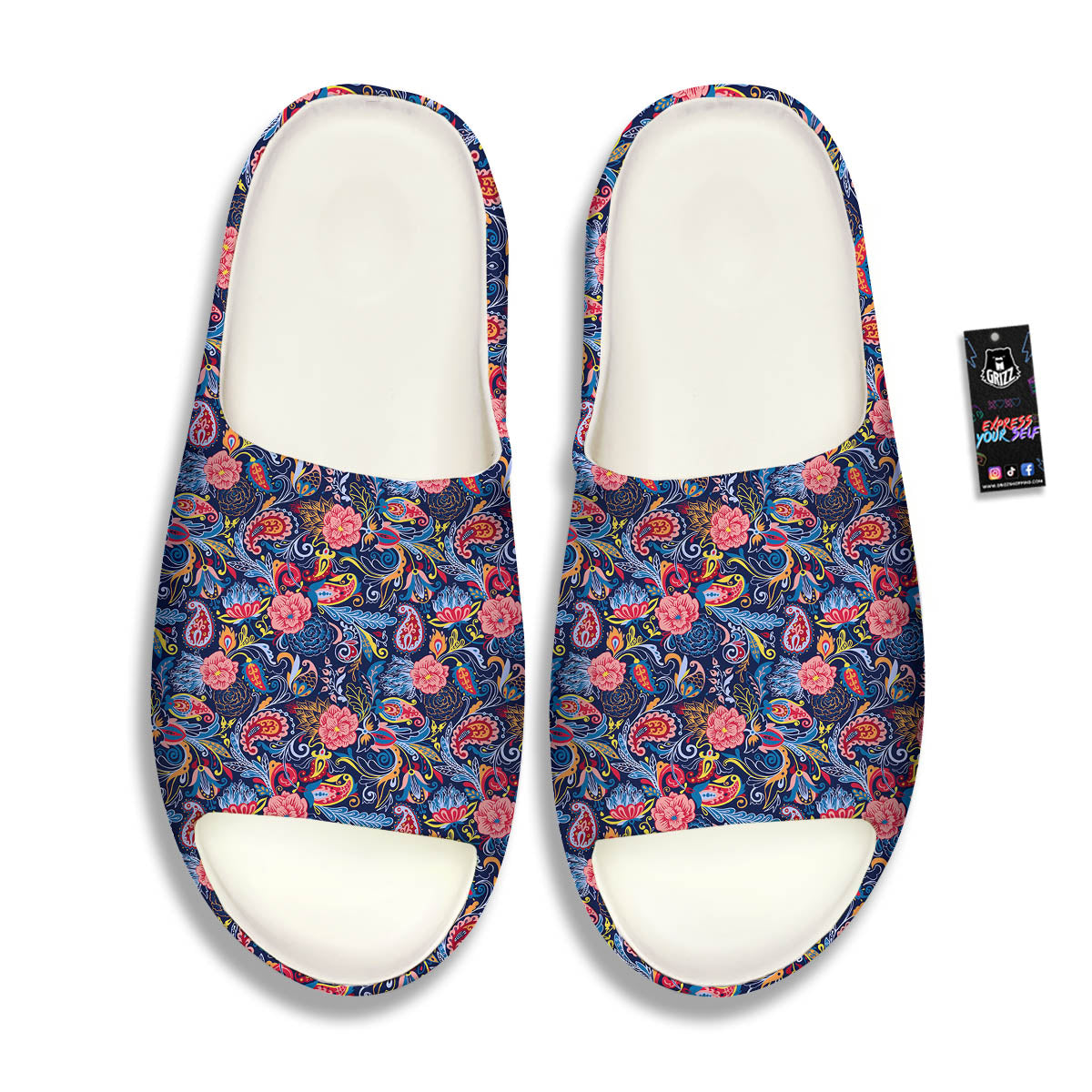 Paisley Blue Print Pattern Sandals-grizzshop