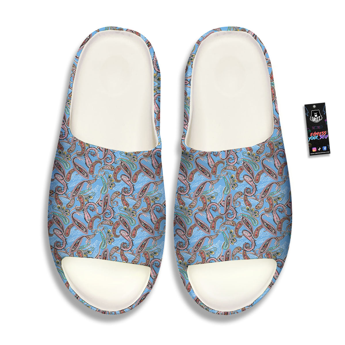 Paisley Bohemian Blue Sky Print Pattern Sandals-grizzshop