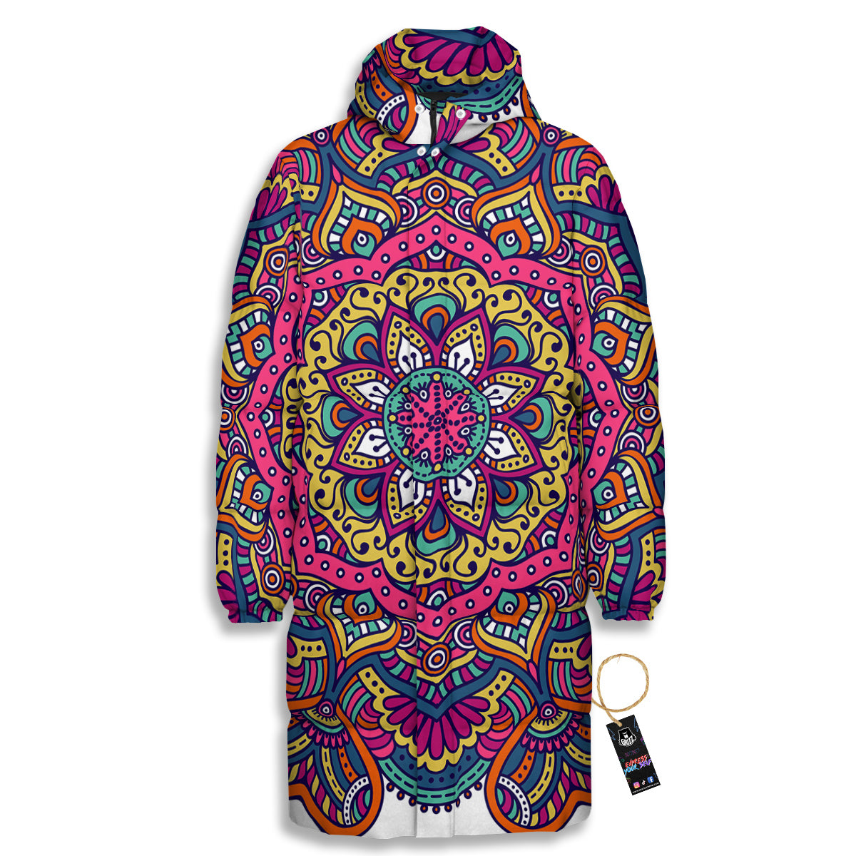 Paisley Boho Colorful Print Long Down Jacket