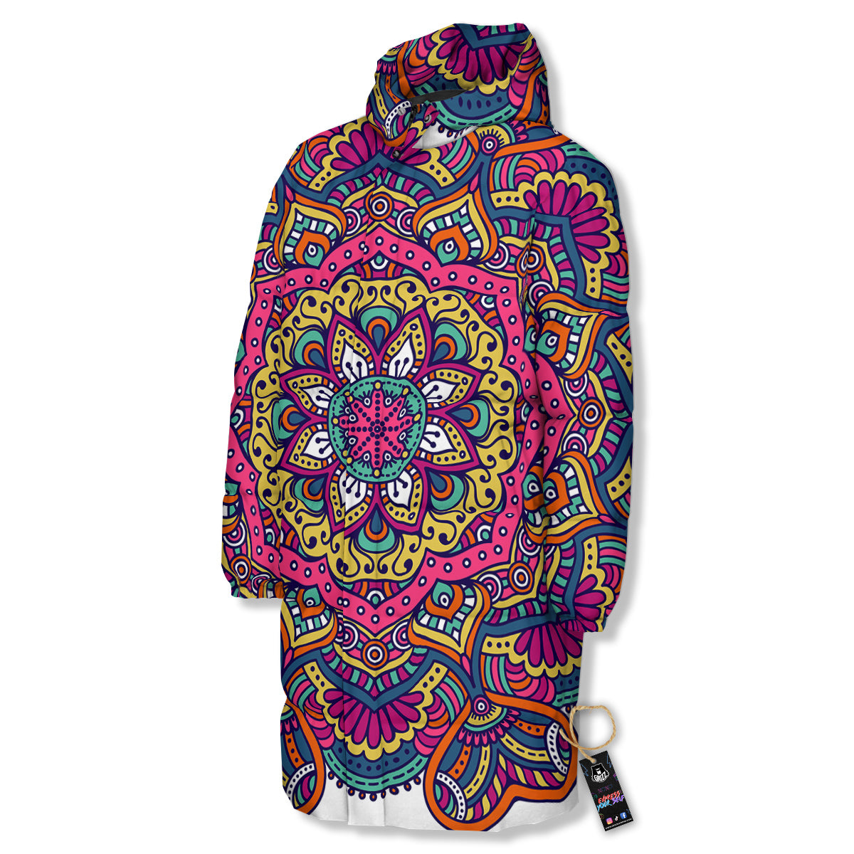 Paisley Boho Colorful Print Long Down Jacket