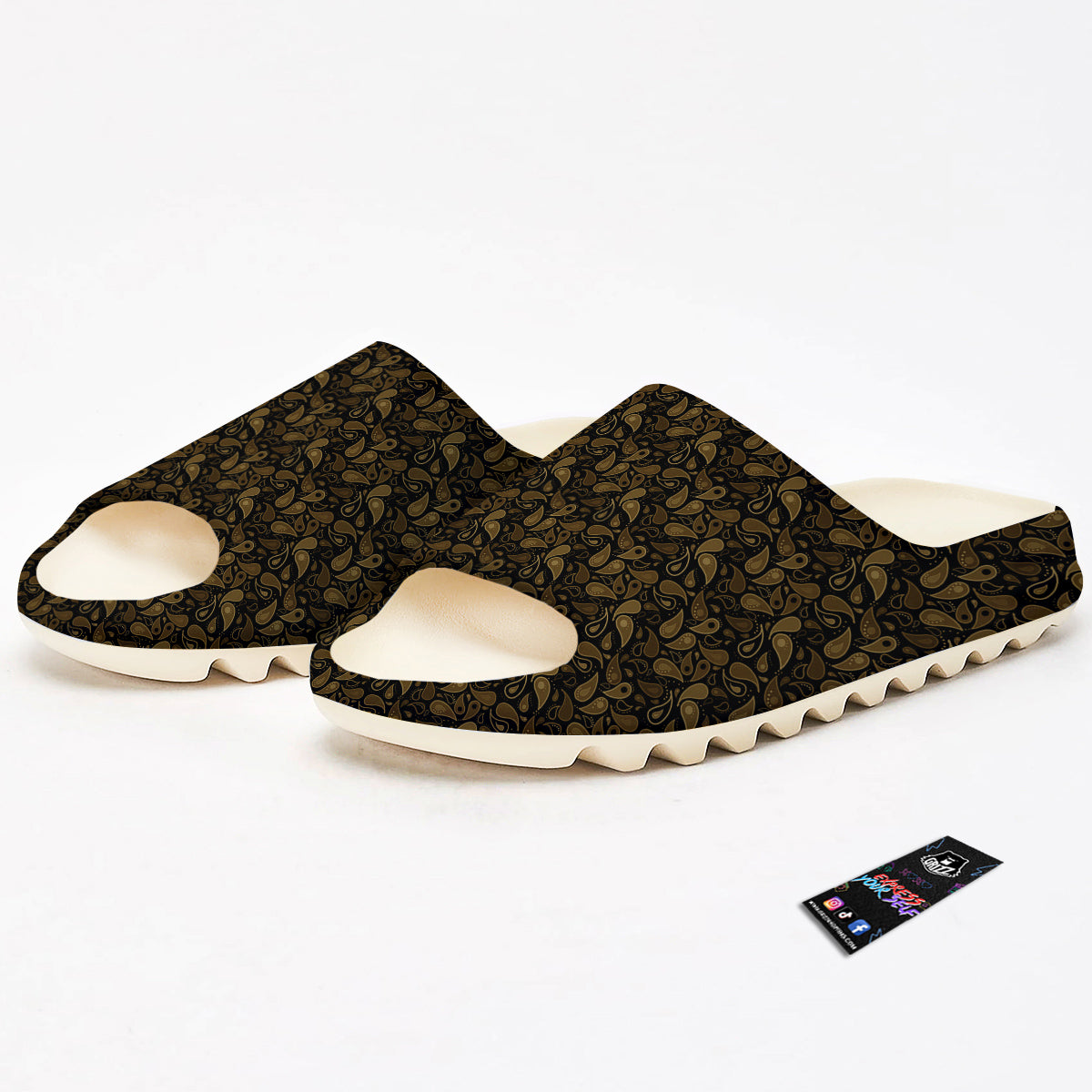Paisley Dark Brown Print Pattern Sandals-grizzshop