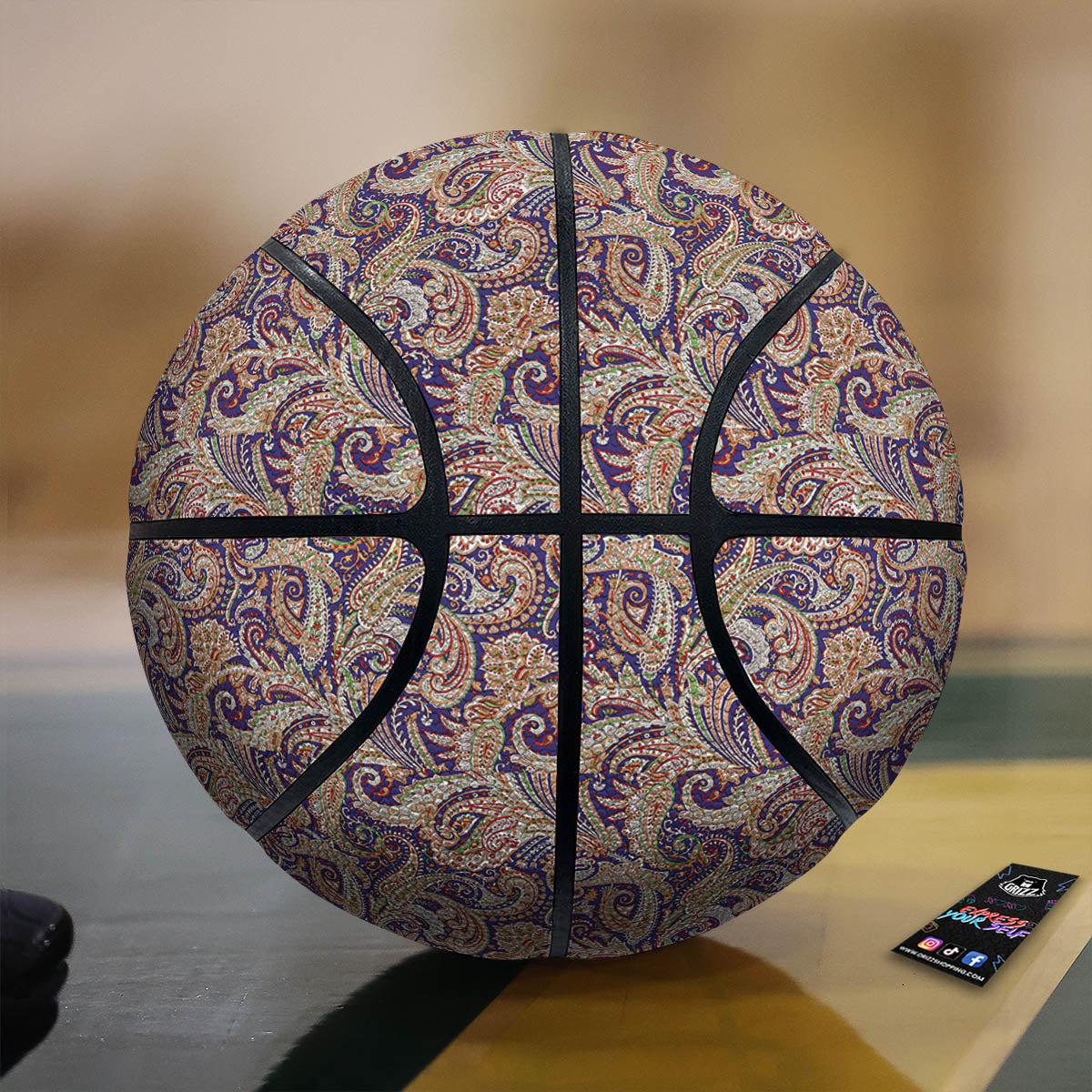 Paisley Indian Colorful Print Pattern Basketball