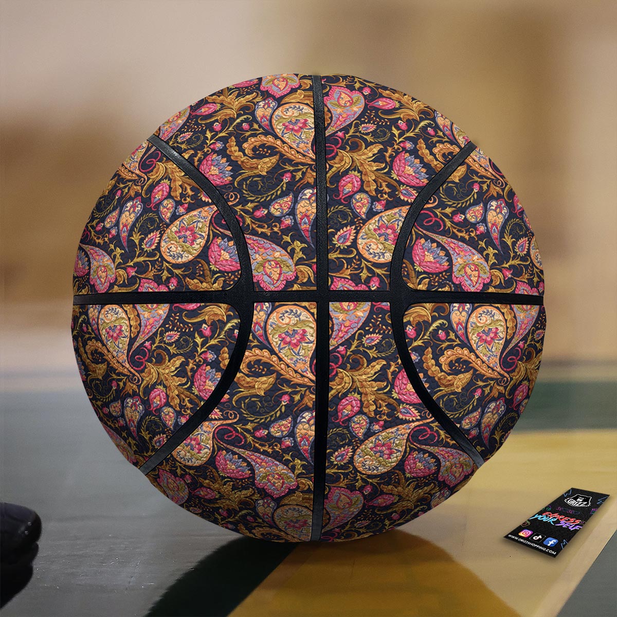 Paisley Red And Grey Print Pattern Basketball