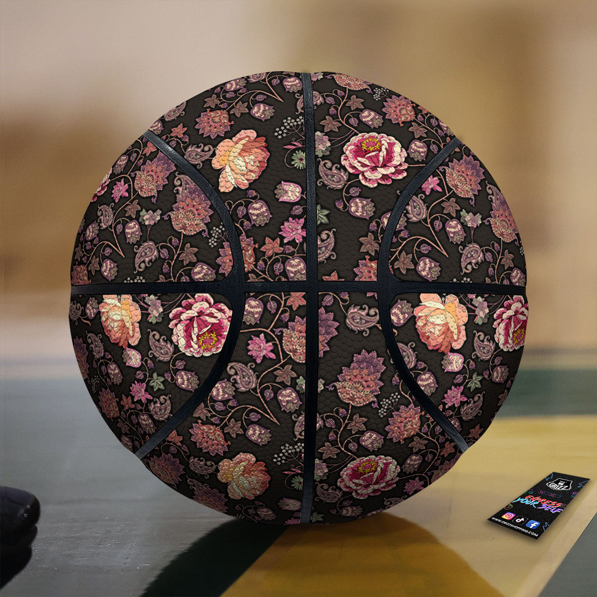 Paisley Indian Rose Print Pattern Basketball