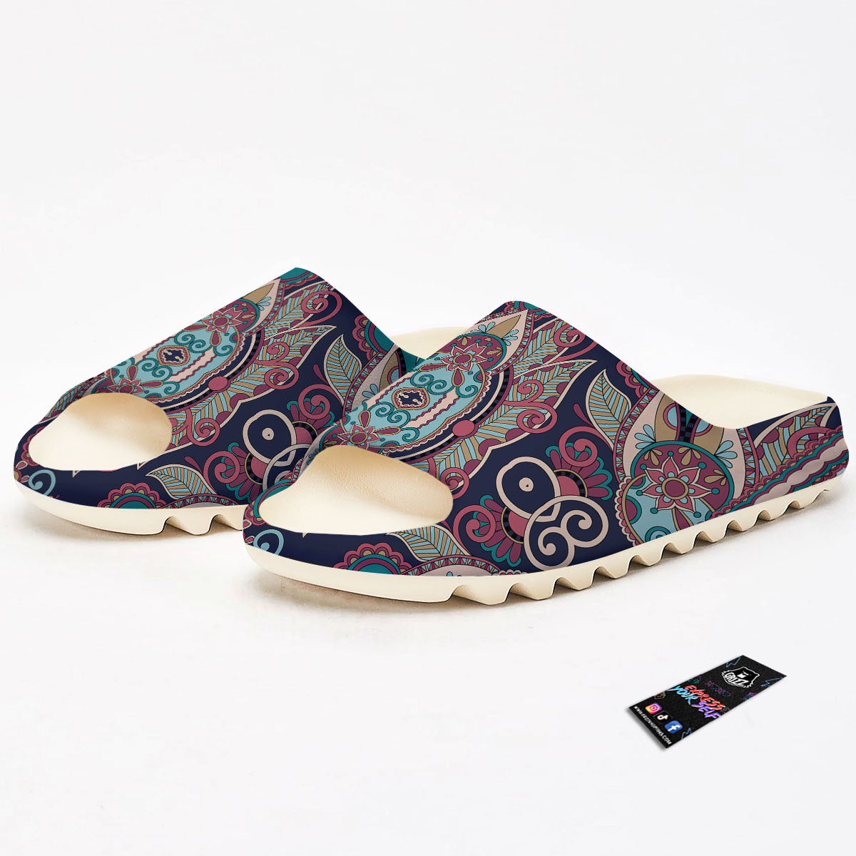 Paisley Mandala Ornamental Print Sandals-grizzshop