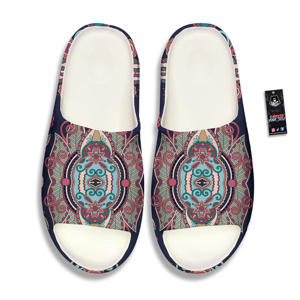 Paisley Mandala Ornamental Print Sandals-grizzshop