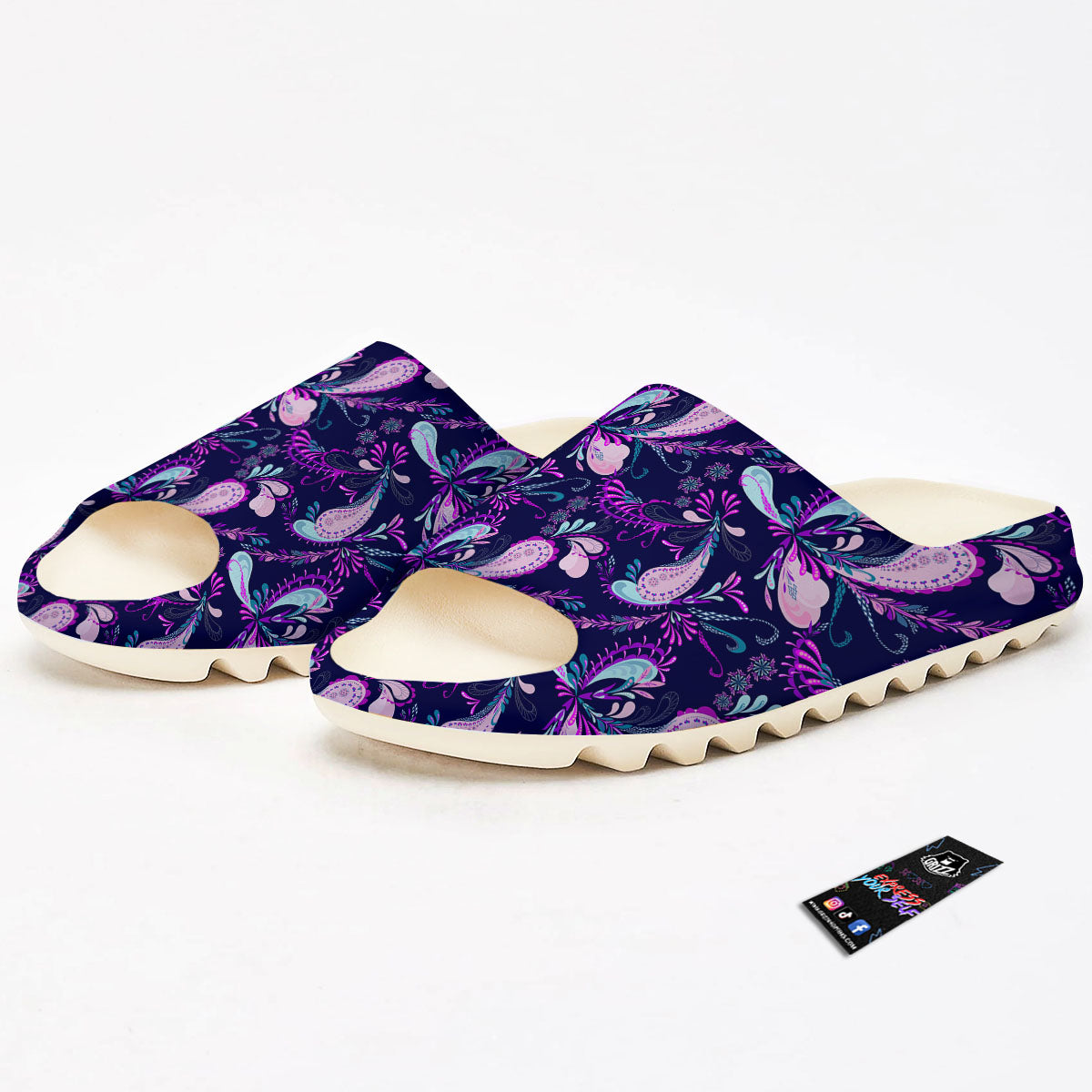 Paisley Pink And Purple Print Pattern Sandals-grizzshop