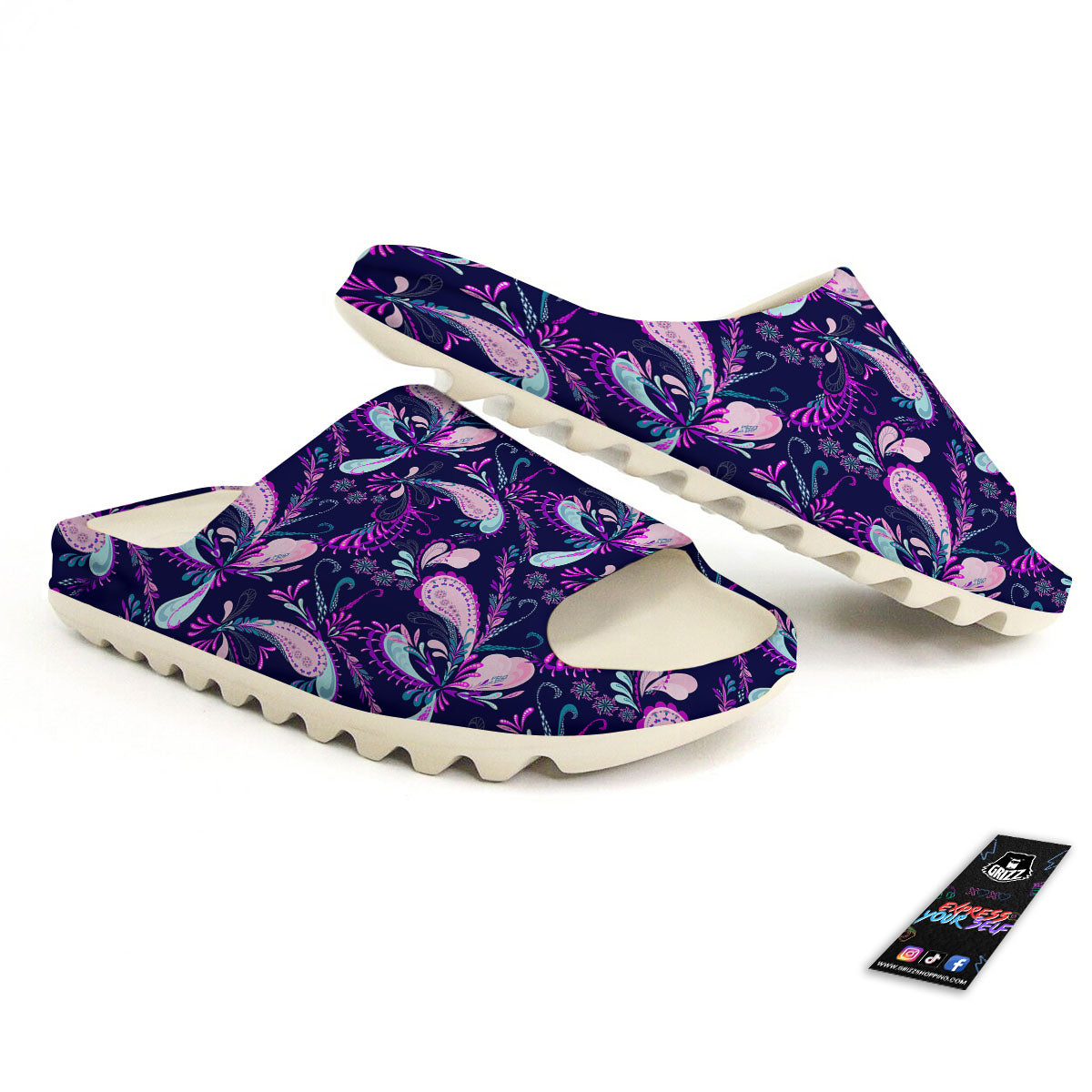 Paisley Pink And Purple Print Pattern Sandals-grizzshop