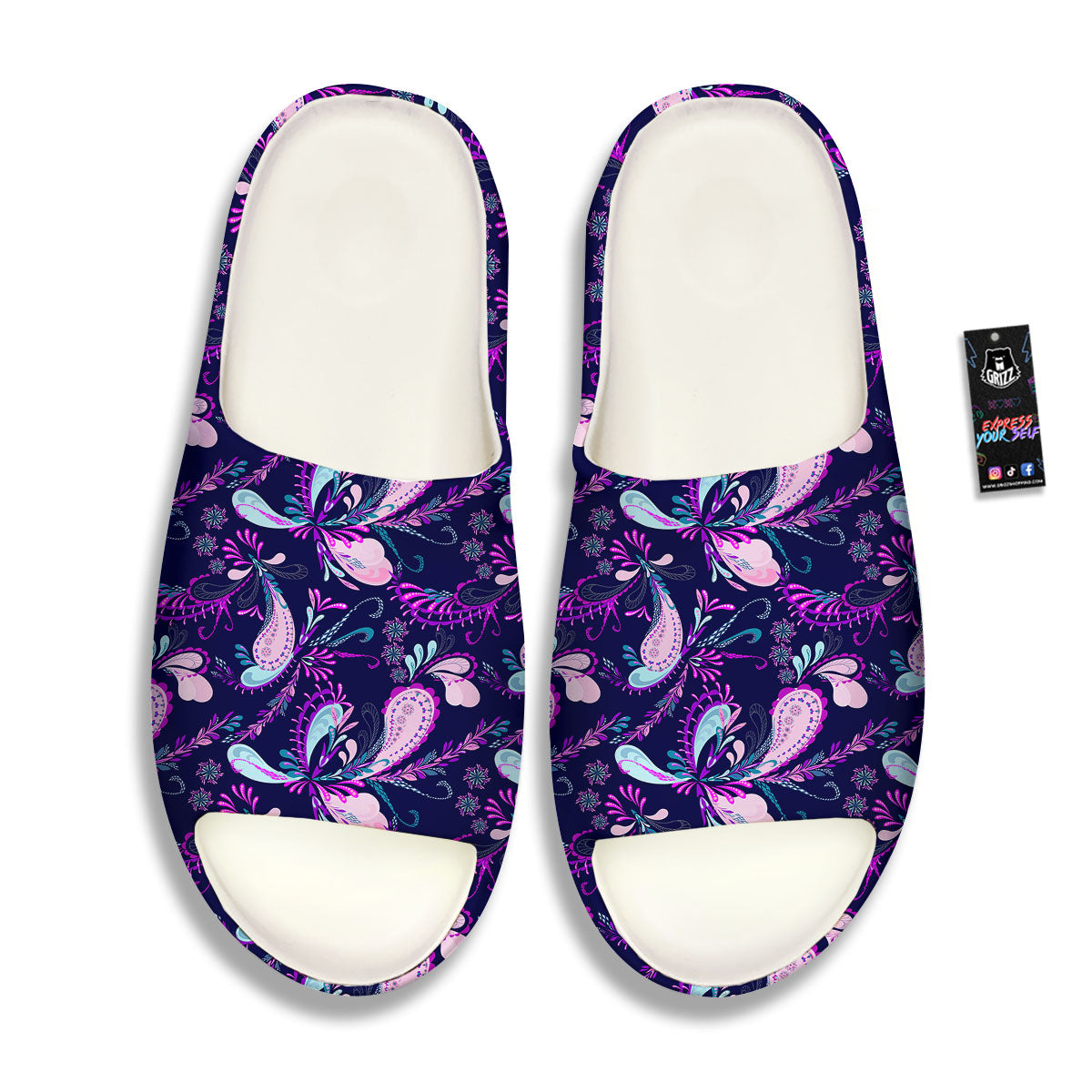 Paisley Pink And Purple Print Pattern Sandals-grizzshop