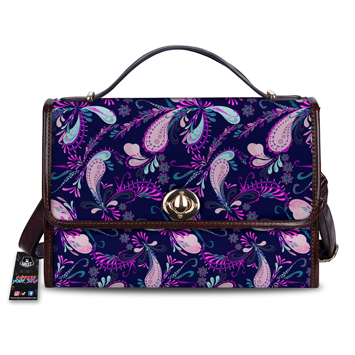 Paisley Pink And Purple Print Pattern Women's Satchel Bag