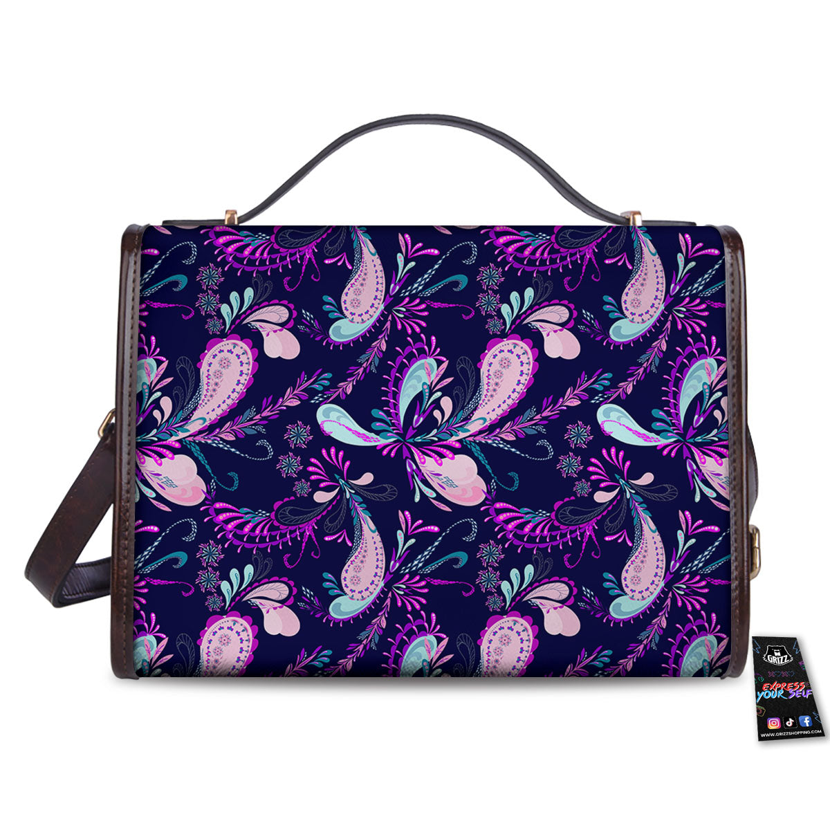 Paisley Pink And Purple Print Pattern Women's Satchel Bag
