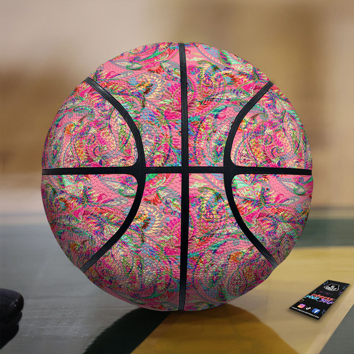 Paisley White And Black Print Pattern Basketball