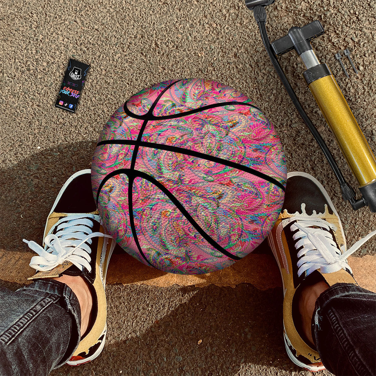 Paisley White And Black Print Pattern Basketball