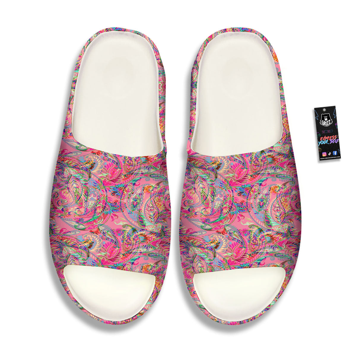 Paisley Pink Print Pattern Sandals-grizzshop