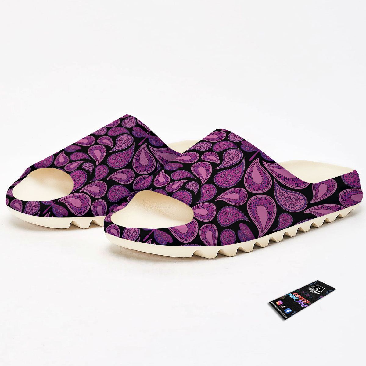 Paisley Purple Print Pattern Sandals-grizzshop