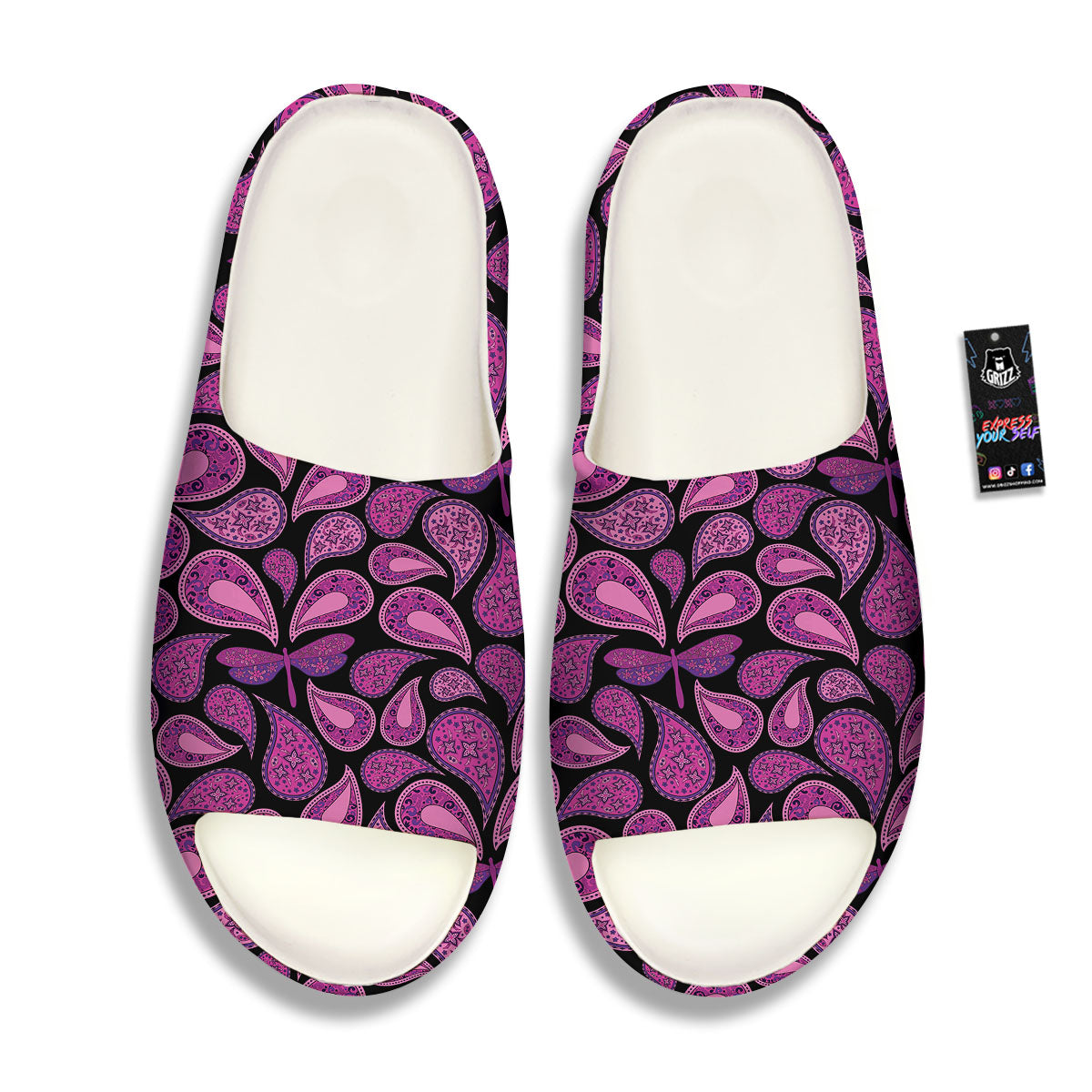 Paisley Purple Print Pattern Sandals-grizzshop