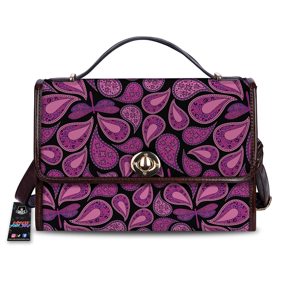 Paisley Purple Print Pattern Women's Satchel Bag