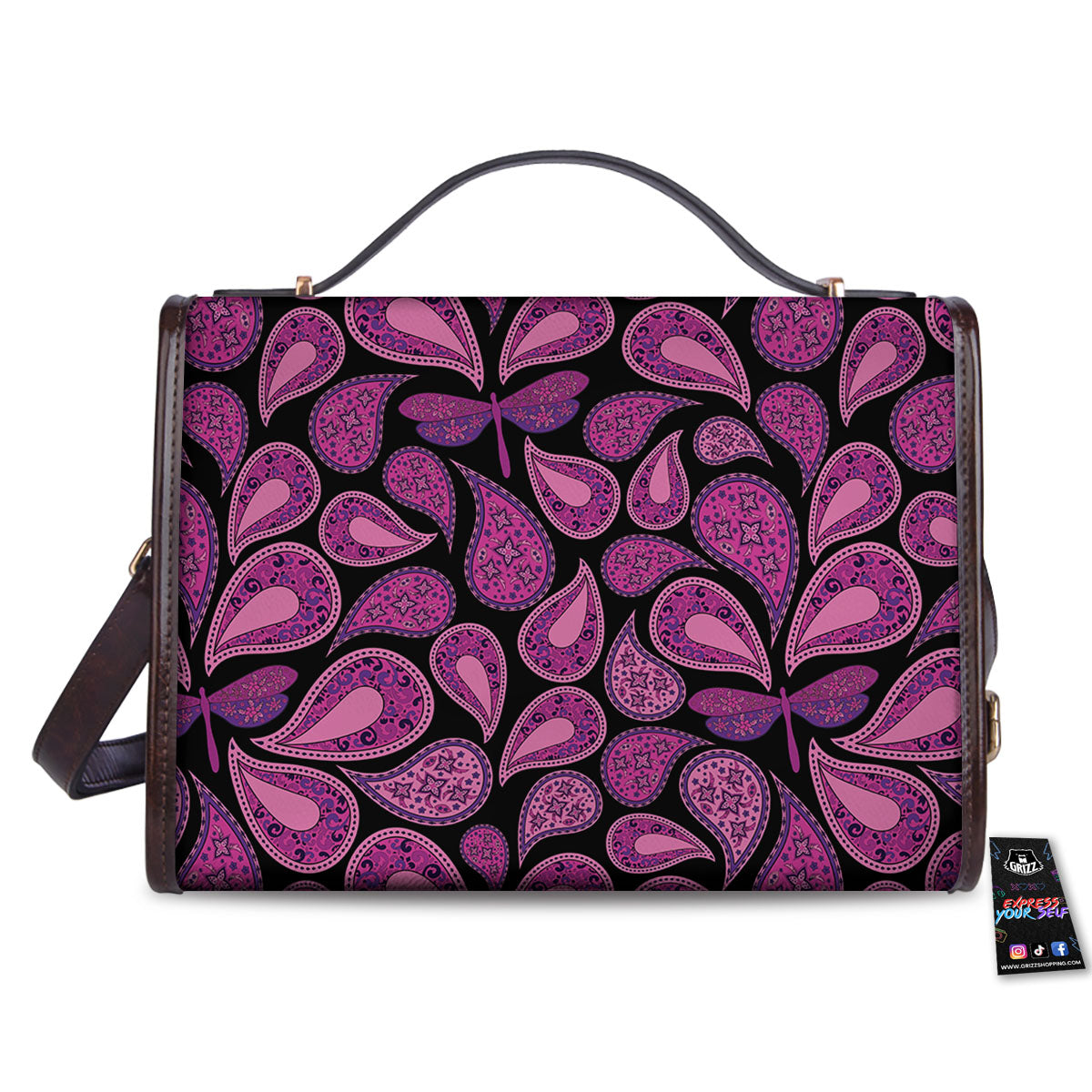 Paisley Purple Print Pattern Women's Satchel Bag