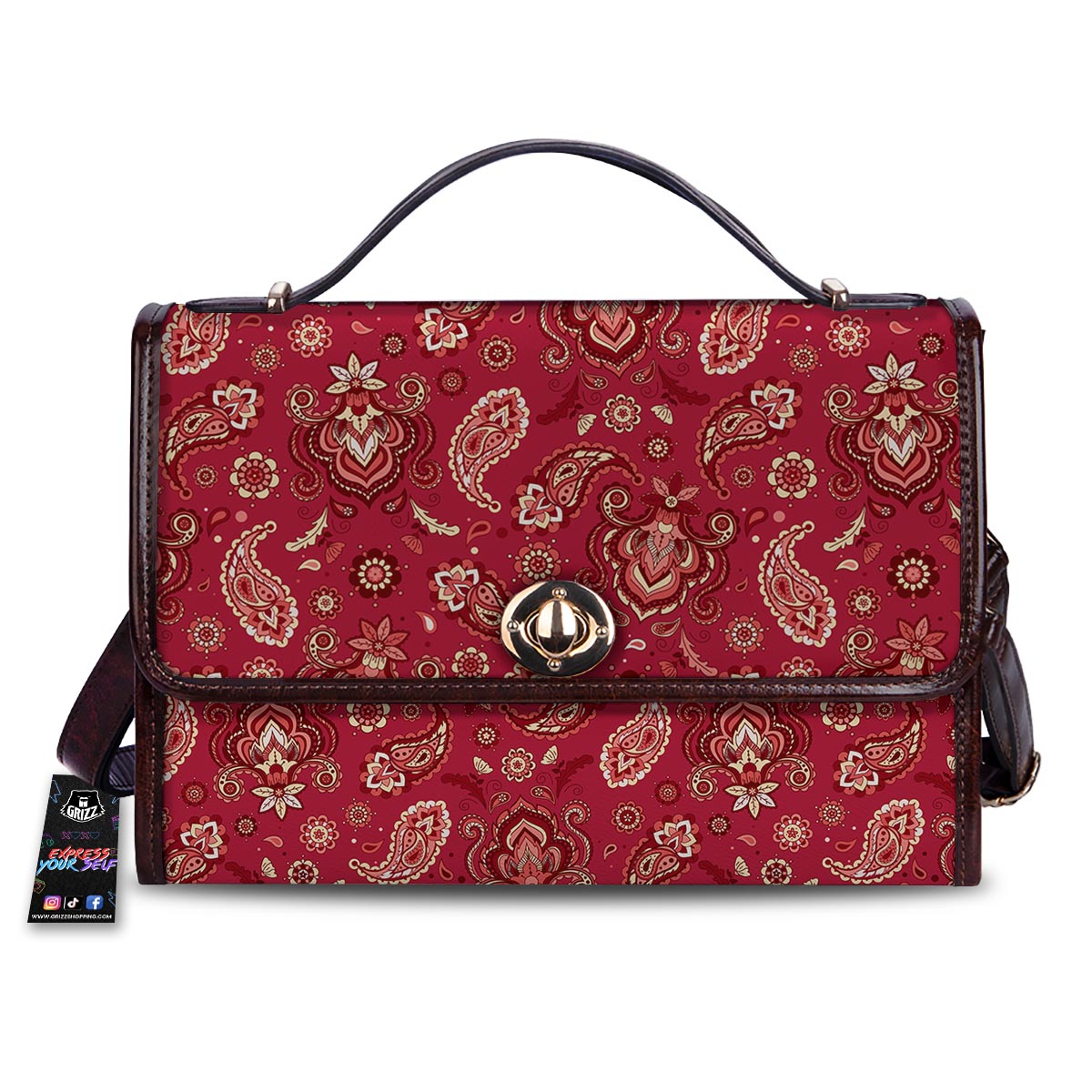 Paisley Red Print Pattern Women's Satchel Bag