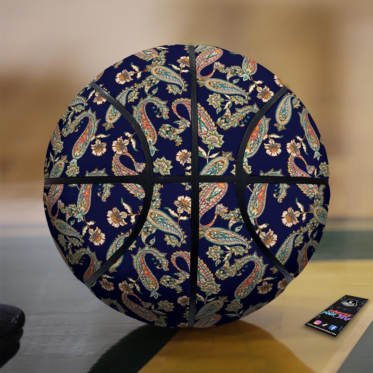 Palm Leaf Watermelon White Print Pattern Basketball