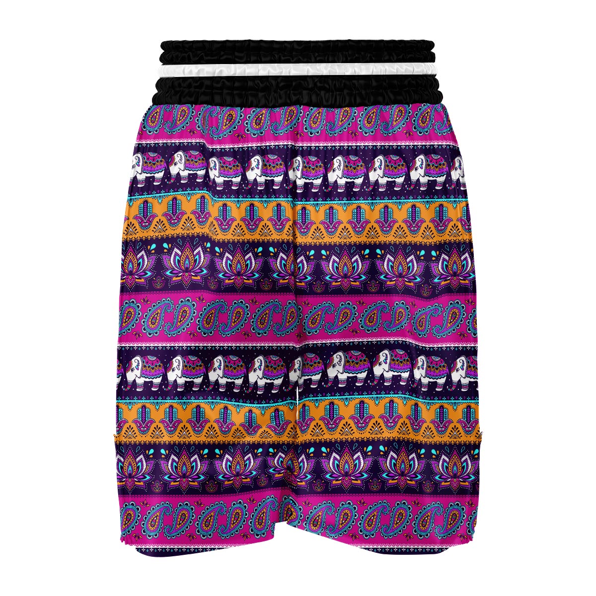 Paisleys Elephant Pattern Print Boxing Shorts-grizzshop
