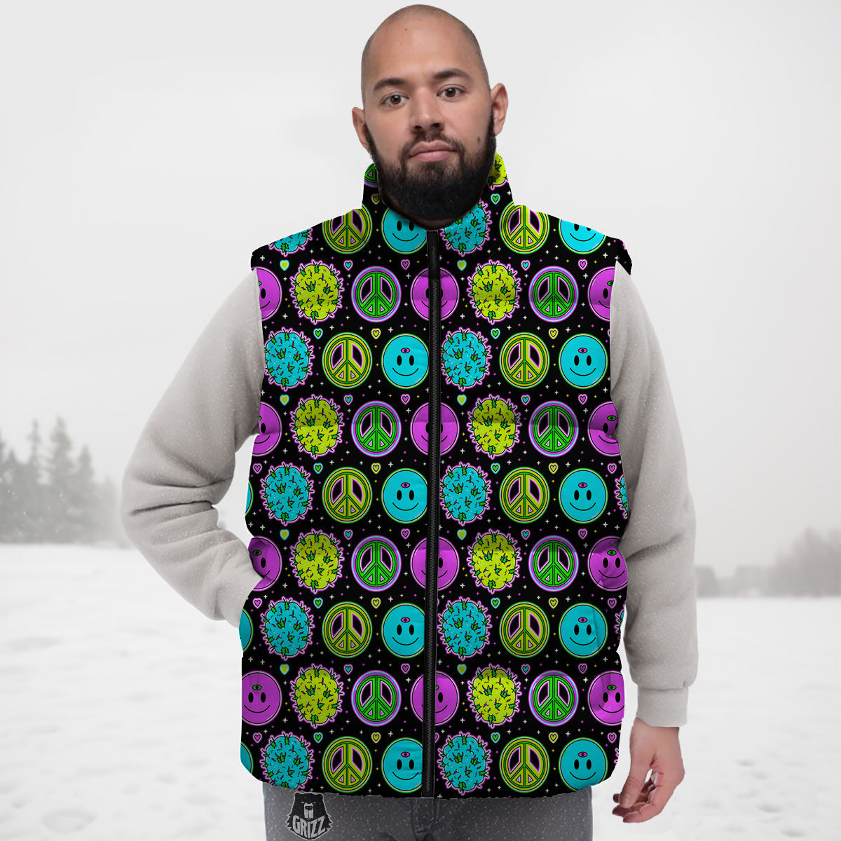 Paisleys Elephant Pattern Print Down Vest