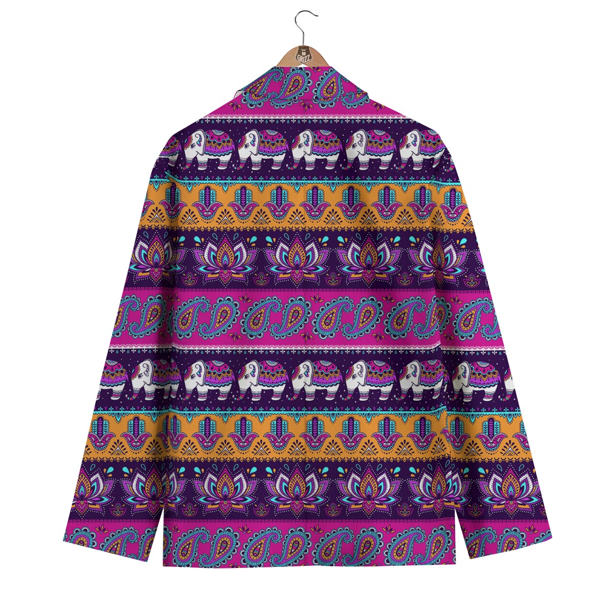 Paisleys Elephant Pattern Print Men's Blazer-grizzshop