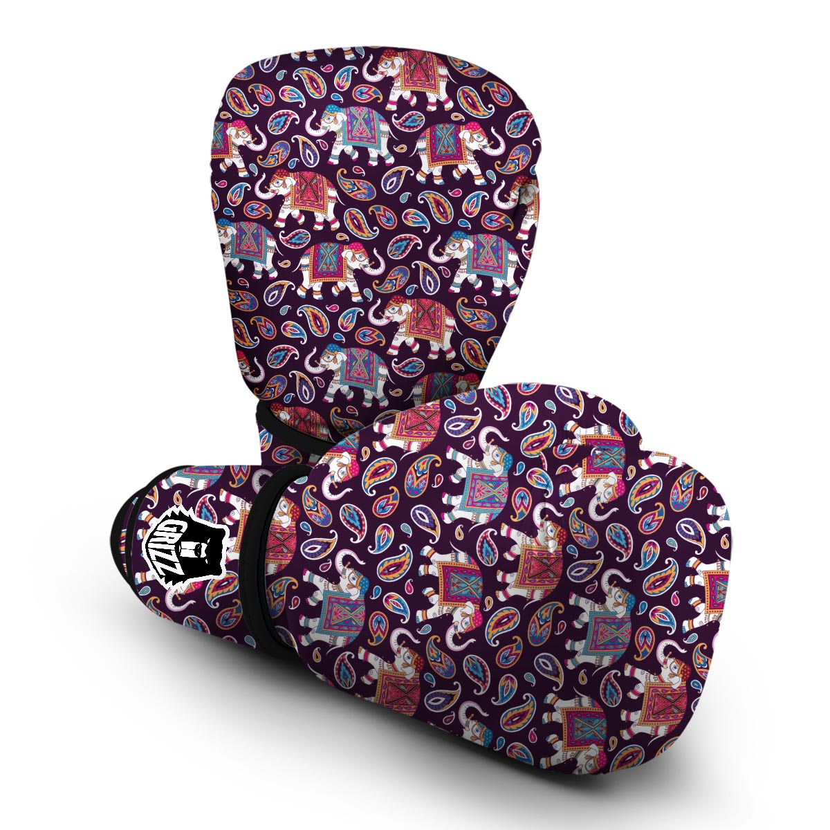 Paisleys Elephant Print Boxing Gloves-grizzshop