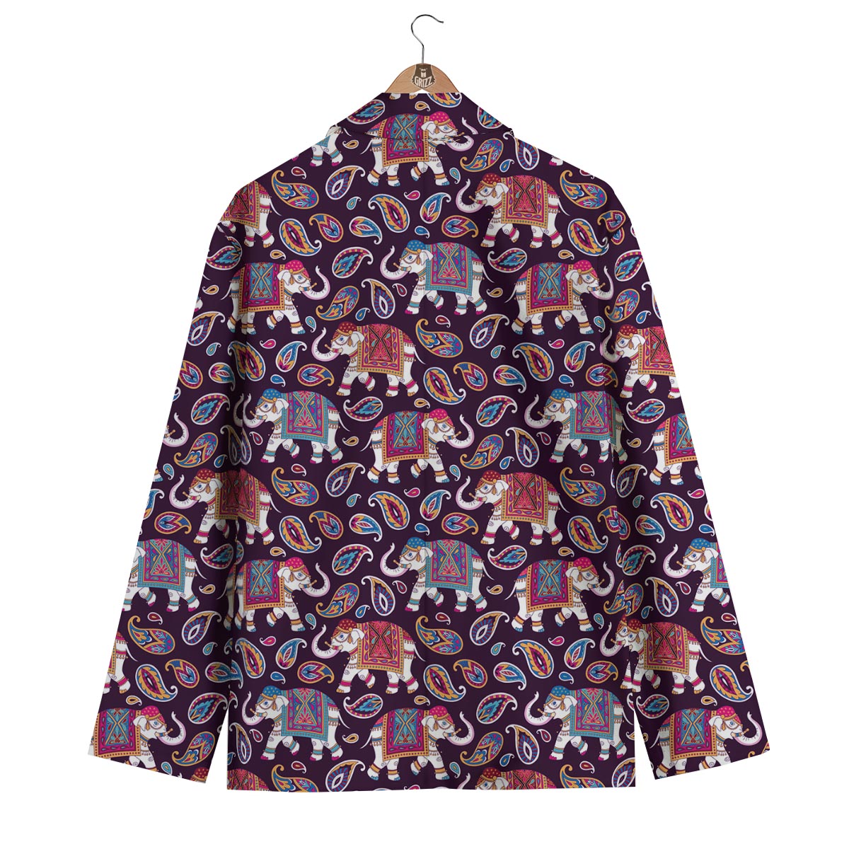 Paisleys Elephant Print Men's Blazer-grizzshop