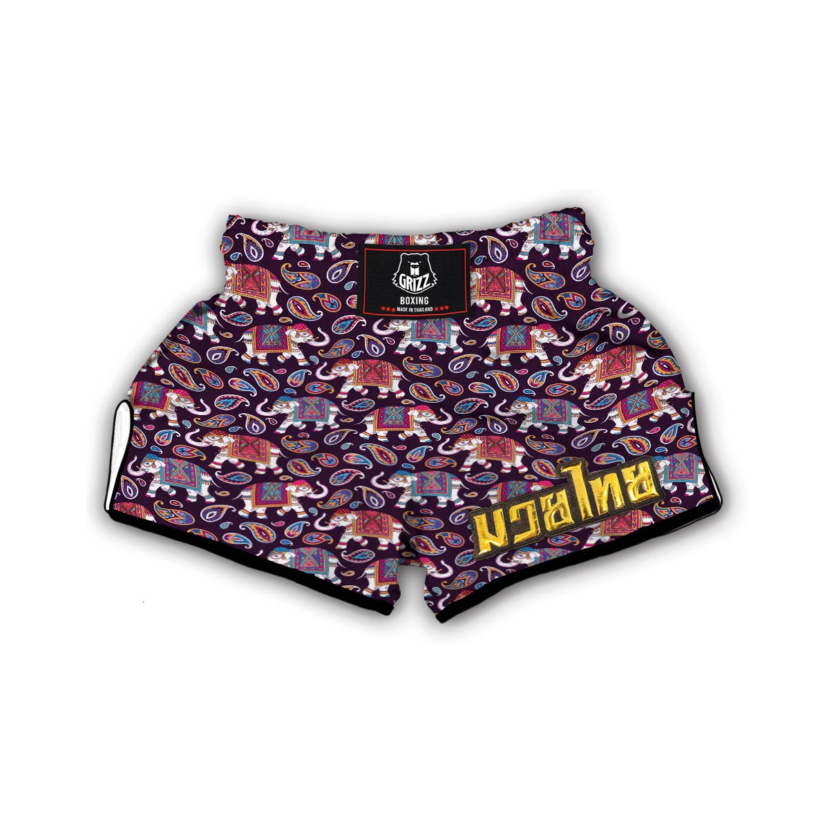 Paisleys Elephant Print Muay Thai Boxing Shorts-grizzshop