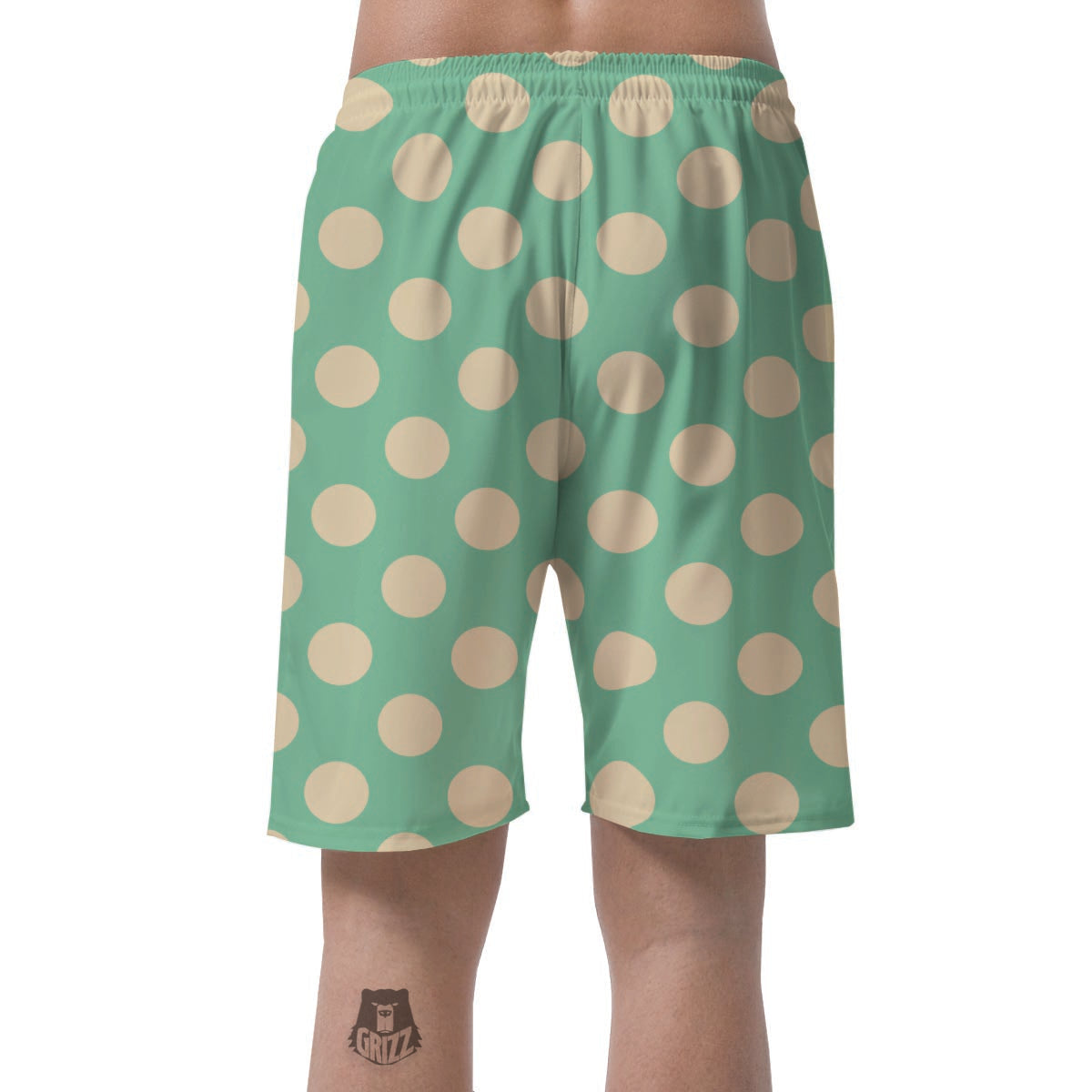 Pale Green Polka Dot Men's Shorts-grizzshop