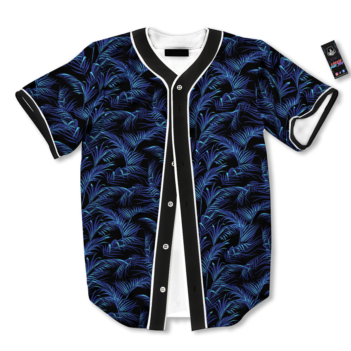 Palm Leaf Dark Tropical Print Pattern Baseball Jersey-grizzshop