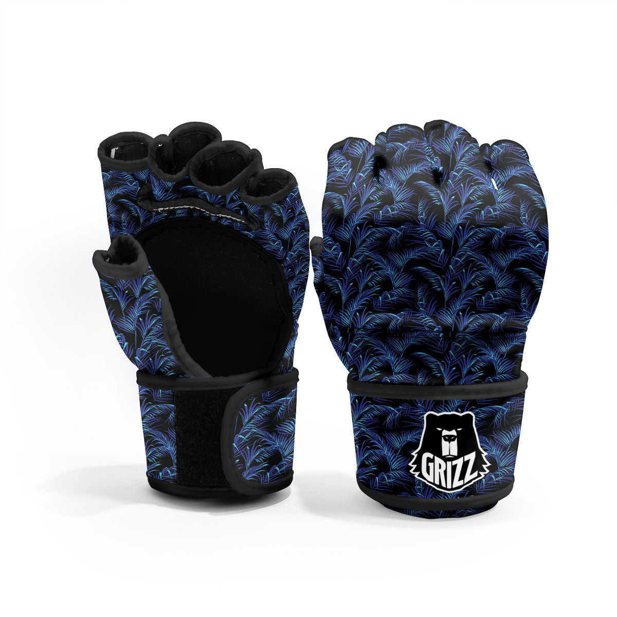 Palm Leaf Dark Tropical Print Pattern MMA Gloves-grizzshop