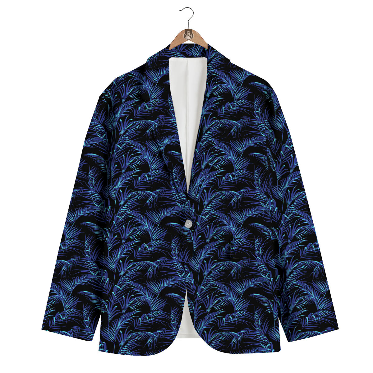 Palm Leaf Dark Tropical Print Pattern Men's Blazer-grizzshop