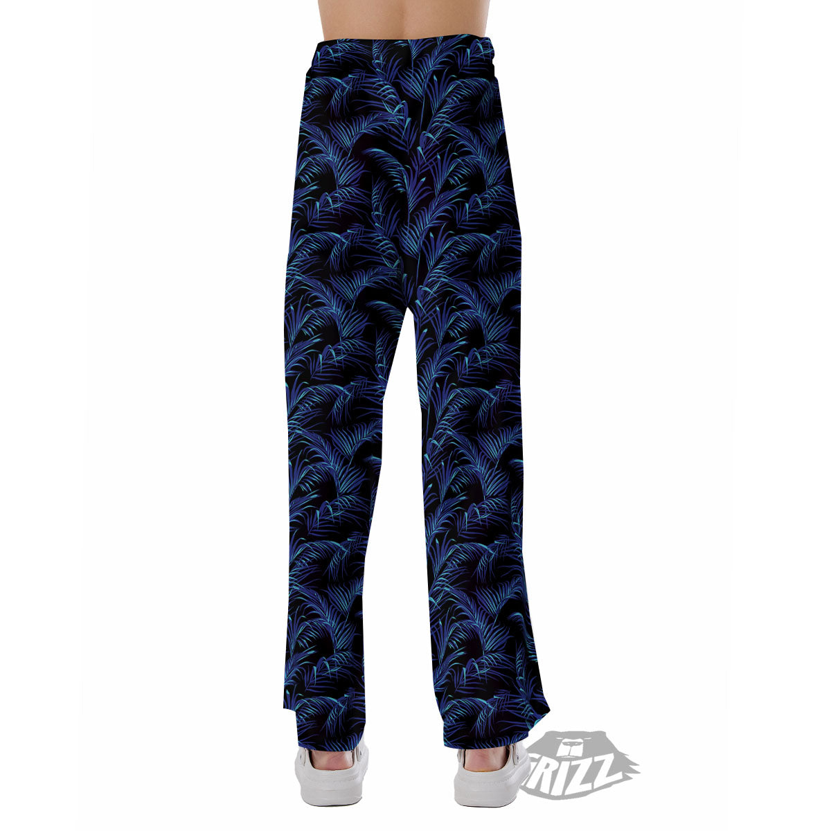 Palm Leaf Dark Tropical Print Pattern Pajama Pants-grizzshop