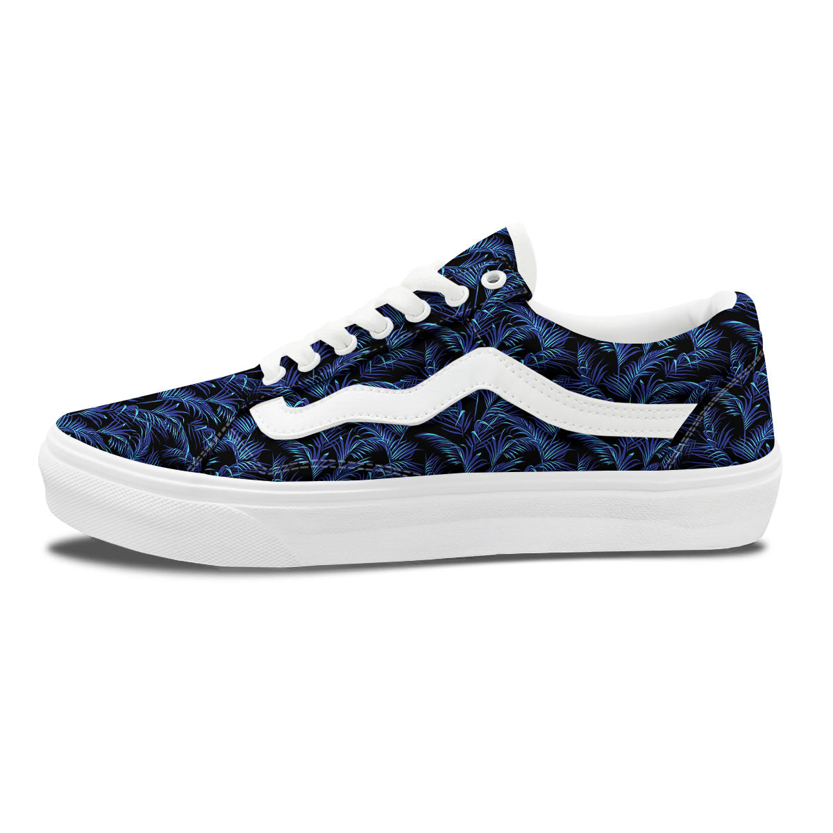 Palm Leaf Dark Tropical Print Pattern Skate Shoes-grizzshop
