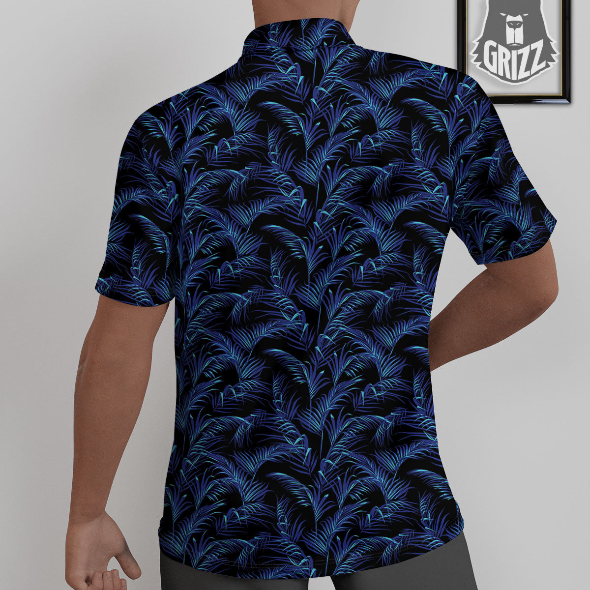 Palm Leaf Dark Tropical Print Pattern Untucked Shirts-grizzshop