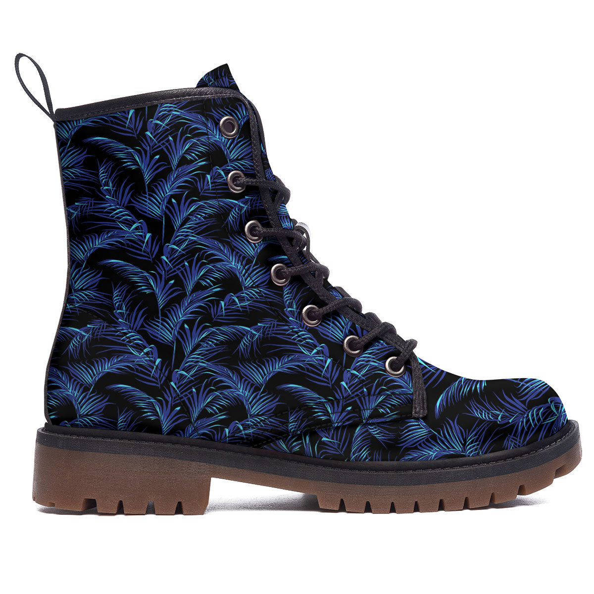 Palm Leaf Dark Tropical Print Pattern Work Boots-grizzshop