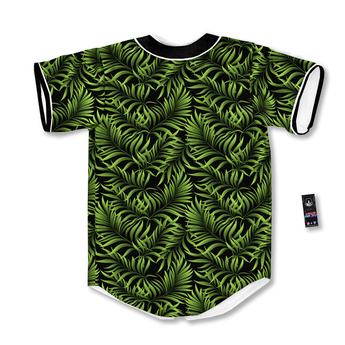 Palm Leaf Green Tropical Print Pattern Baseball Jersey-grizzshop