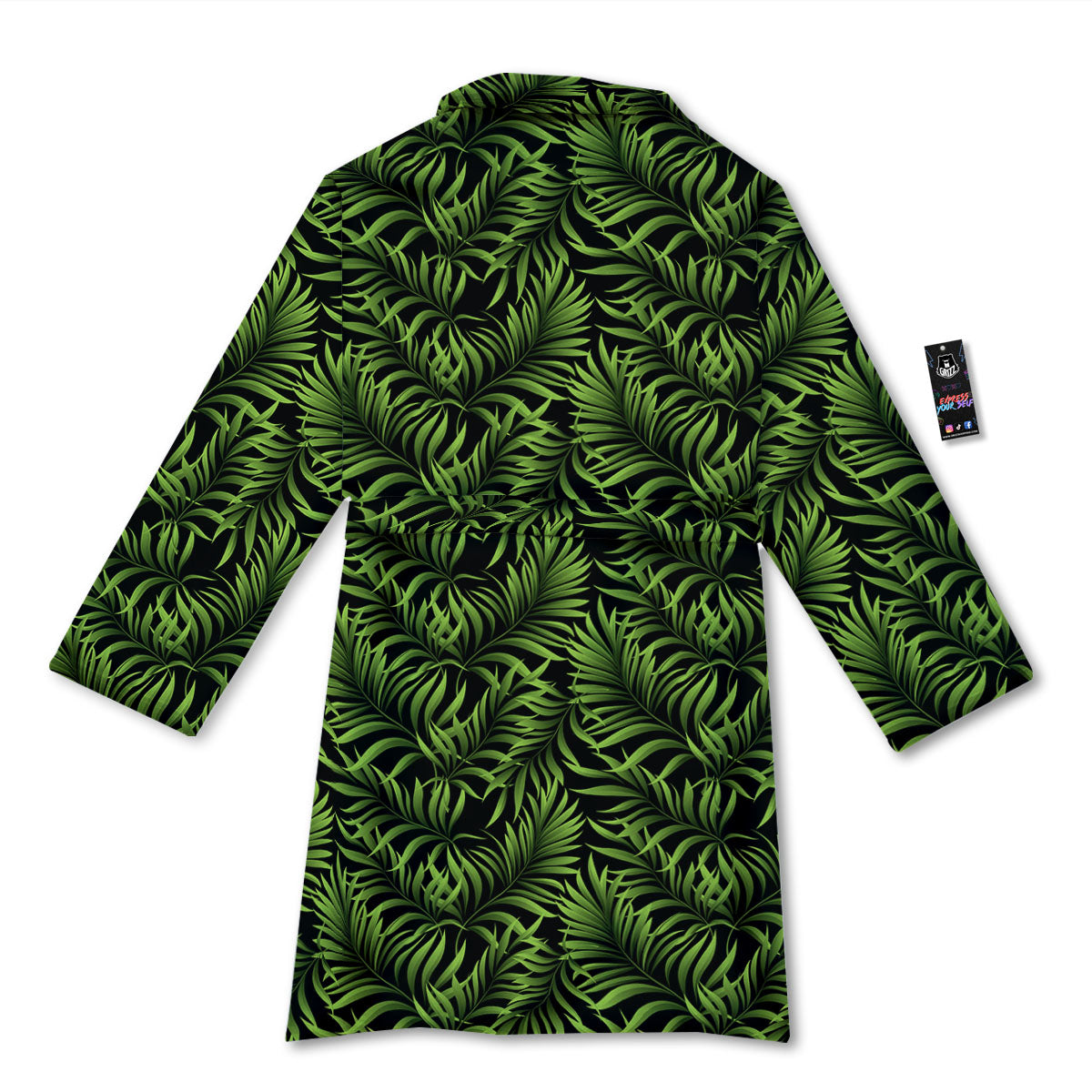 Palm Leaf Green Tropical Print Pattern Bathrobe-grizzshop