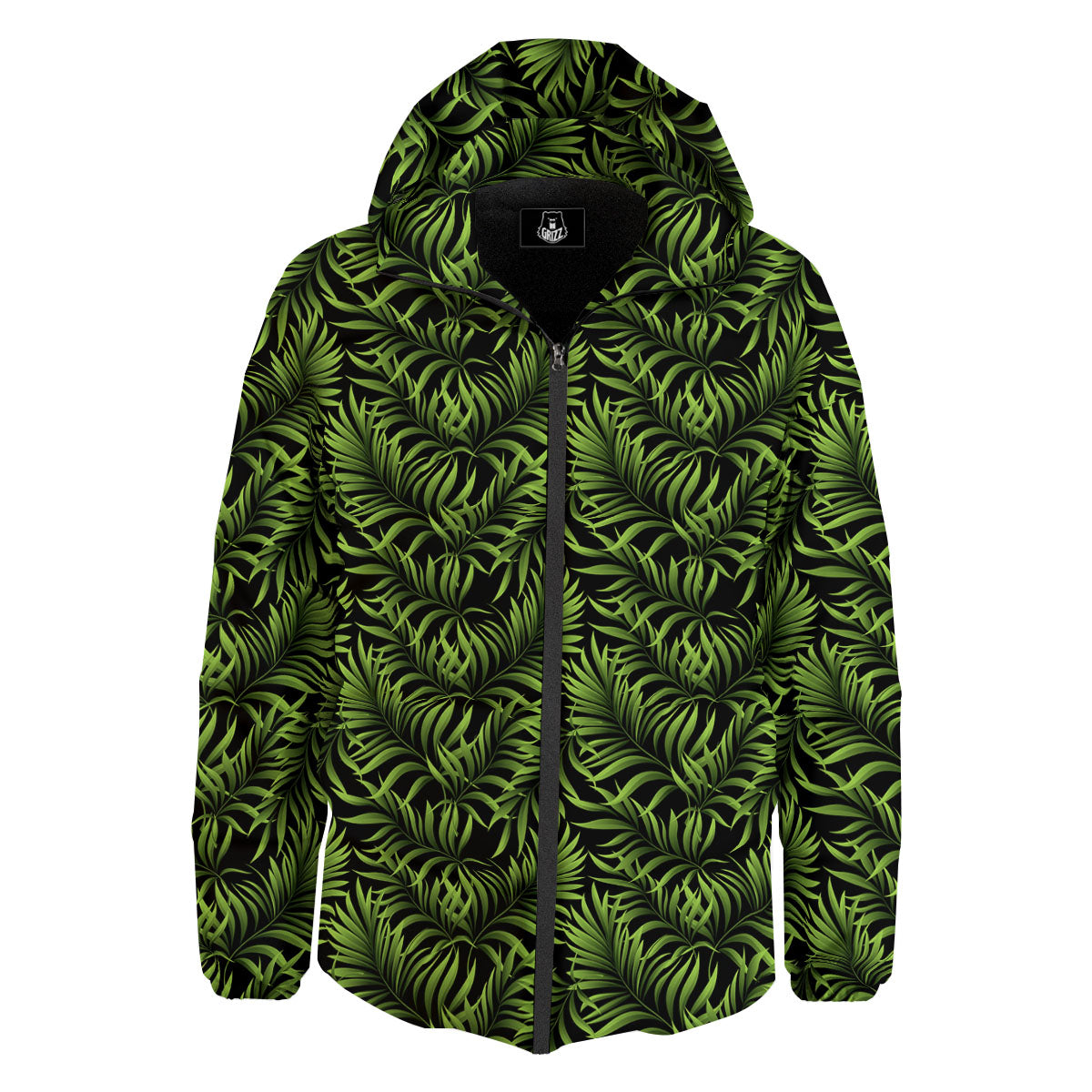 Palm Leaf Green Tropical Print Pattern Down Jacket-grizzshop