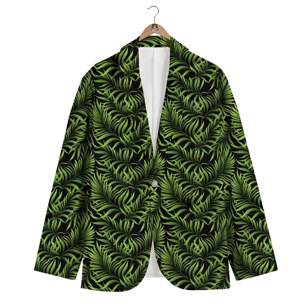 Palm Leaf Green Tropical Print Pattern Men's Blazer-grizzshop