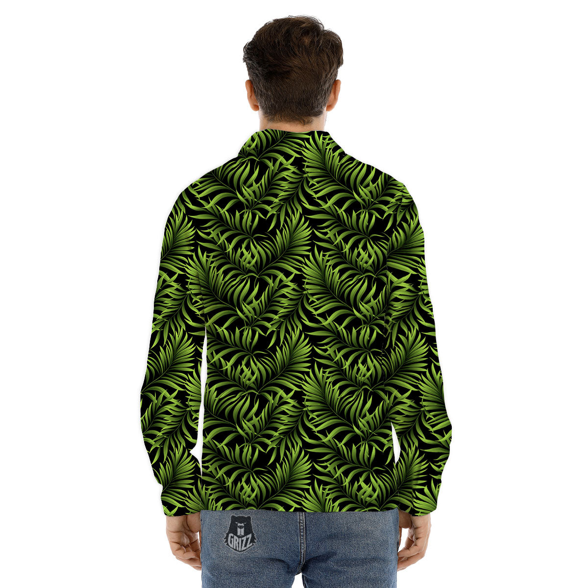 Palm Leaf Green Tropical Print Pattern Men's Dress Shirts-grizzshop