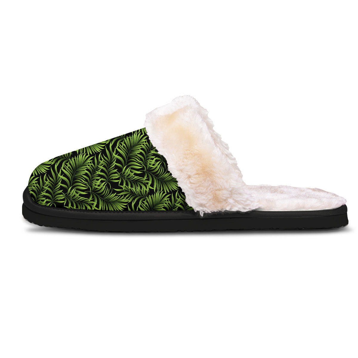 Palm Leaf Green Tropical Print Pattern Slippers-grizzshop