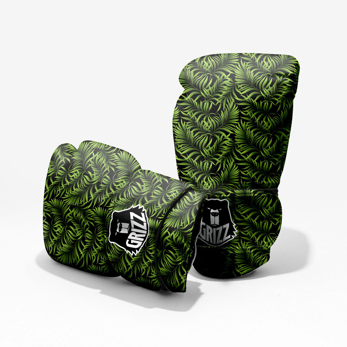 Palm Leaf Green Tropical Print Pattern Pro Boxing Glove