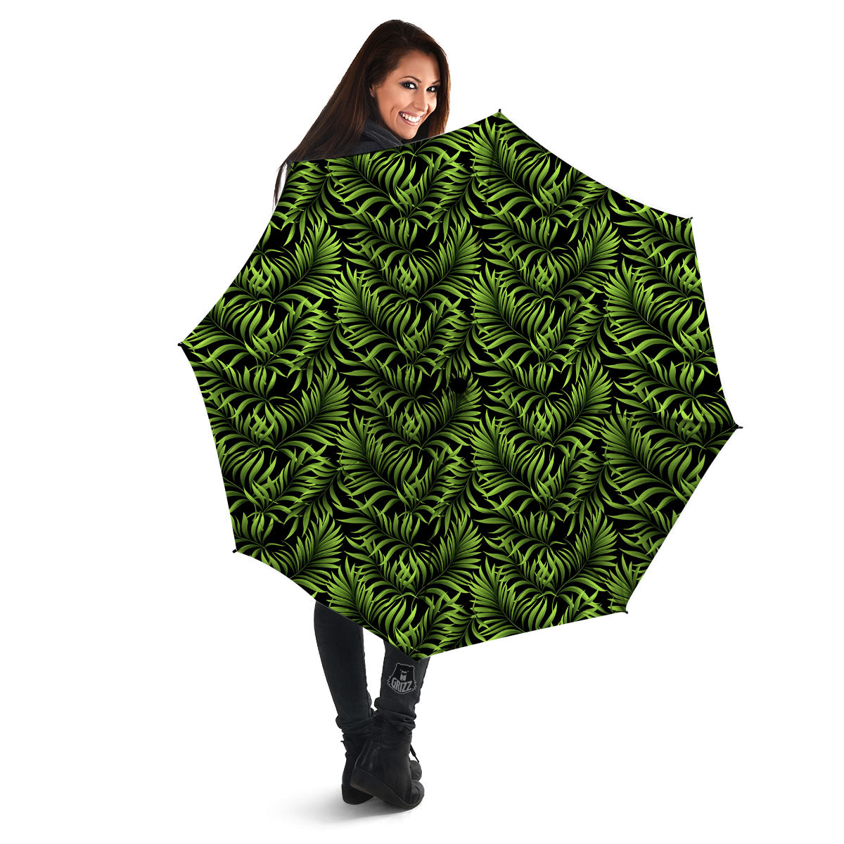Palm Leaf Green Tropical Print Pattern Umbrella-grizzshop