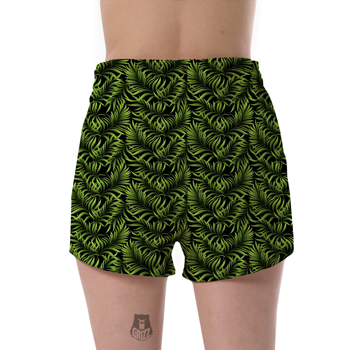 Palm Leaf Green Tropical Print Pattern Women's Shorts-grizzshop