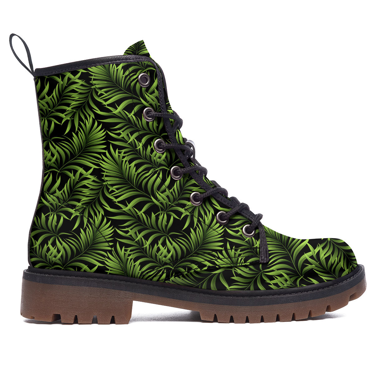 Palm Leaf Green Tropical Print Pattern Work Boots-grizzshop