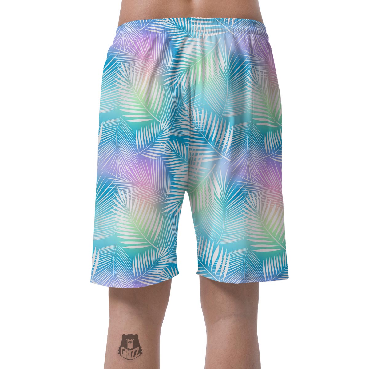 Palm Leaf Hawaiian Print Men's Shorts-grizzshop